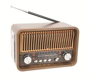 R-29BT Retro Multi Band Houten Oplaadbare Radio Met Draadloze Link Usb Mp3 Speler Functie Zaklamp Lichte Handriem