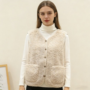 <span class=keywords><strong>Gilet</strong></span> in Peluche <span class=keywords><strong>Beige</strong></span> Chic Invernale, <span class=keywords><strong>Gilet</strong></span> in Cashmere per Donne, Nuovo <span class=keywords><strong>Gilet</strong></span> Senza Maniche Tinta Unita - Product Image 3
