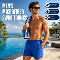 Shorts de bain pour hommes en microfibre personnalisés, ultra-légers, soyeux, séchage rapide, extensibles dans 4 directions, OEM UPF50+, séchage rapide, shorts de plage