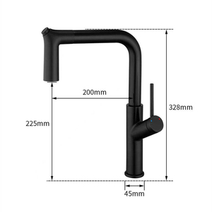 Robinet de cuisine noir à montage <span class=keywords><strong>sur</strong></span> plan avec pulvérisateur rotatif à 360 degrés pour évier de cuisine - Product Image 3