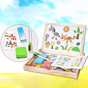 Rompecabezas magnético de doble cara para niños, tablero de dibujo de madera, juguetes educativos, animales, portátil - Product Image 3