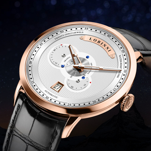 Montre mécanique automatique de luxe Lobinni 16060 pour homme, nouvelle qualité, bracelet en acier inoxydable et cuir, affichage à aiguilles - Product Image 6