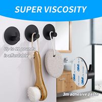 Ganchos de Pared Negros para Ropa, Acero Inoxidable, para Toallas y Llaves, Montaje en Pared con Adhesivo 3M, Ganchos de Almacenamiento, Organización de Pared