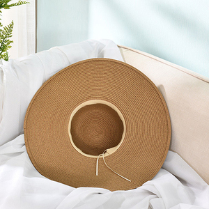 หมวกชายหาดพับได้สำหรับผู้หญิง หมวกปีกกว้างปักลายสำหรับผู้หญิง ใส่ไปเที่ยวทะเล ฮันนีมูน ท่องเที่ยว หมวกปีกกว้างขนาดใหญ่ - Product Image 4