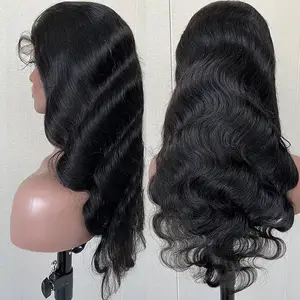 4x4 Body Wave 22 inch Natural Brazilian 150% density Human Hair HD Transparent Lace Frontal Closure Wig for black women