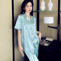 Lumière Luxe Haut De Gamme Jacquard Glace Pyjamas Élégant Mode À Manches Courtes Fleur Série Respirant Maison Vêtements-Vente en Gros