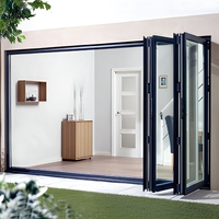 180 °   Porte pliante panoramique sans cadre en aluminium avec revêtement Low-E pour supermarché, appartement, porte pliante extérieure en aluminium