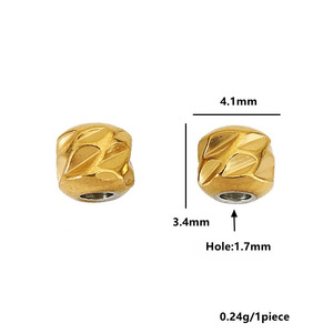 Perles martelées en acier inoxydable 4 mm plaquées or, forme géométrique, accessoires de bijoux pour la fabrication de colliers DIY - Product Image 2