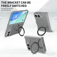 Étui de téléphone magnétique VAWI B526 de luxe pliable, gris translucide mat, toucher doux et soyeux, pour iPhone Duo avec support rotatif