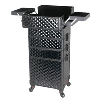 Valise de maquillage 4 en 1 sur roulettes, boîte à cosmétiques roulante avec porte-éponge à vernis à ongles, organisateur de coiffeur, organisateur de tatouage, chariot de voyage