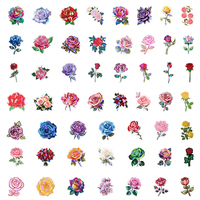 52 pièces/sac paillettes dessin animé Rose autocollants étanche vinyle Journal Laser fleurs autocollant décoration murale Scrapbooking pour enfants