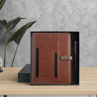 Journal de charge sans fil en cuir PU imprimé UV avec logo personnalisé Batterie externe Nouveauté Coffret de cadeaux d'affaires pour événements Cadeau de marque