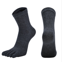 Chaussettes de travail pour hommes à cinq doigts, mi-hautes, à orteils séparés, déodorantes, noires, respirantes, en coton peigné absorbant la transpiration