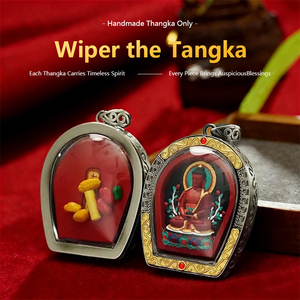 Nouveau patrimoine culturel immatériel Thangka Tsha Tsha Box, sculpture en cuivre blanc de style ethnique en relief, faite à la main, décoration de maison haut de gamme - Product Image 1