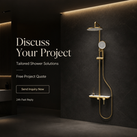 Système de douche apparent en laiton doré brossé avec étagère de rangement, ensemble de douche 3 fonctions (pluie et massage) en céramique pour appartement et hôtel