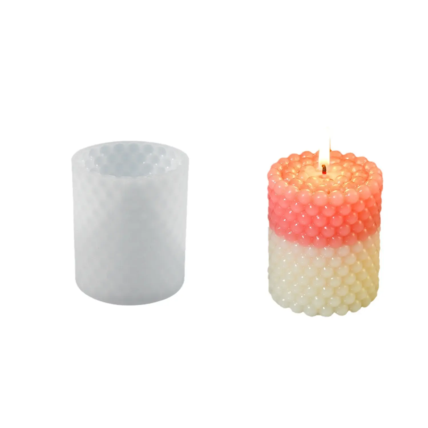 Molde de vela de punto de onda cilíndrica, cuentas de burbujas, decoración de yeso de aromaterapia, molde de silicona para vela para DIY hecho a mano