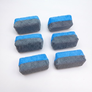 Éponge applicatrice de cire <span class=keywords><strong>pour</strong></span> voiture en microfibre HM-P010, applicateur double face doux sans rayures <span class=keywords><strong>pour</strong></span> le detailing automobile, le cirage - Product Image 2