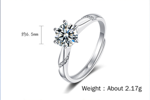 Customized Classic 6 Claw Design Round Cut 1CT VVS GRA Moissanite Fine Jewelry Daily Wear <strong>925</strong> <strong>Silver</strong> Adjustable <strong>Ring</strong> for Women - Product Image 2