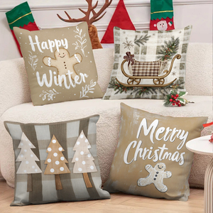 Fundas <span class=keywords><strong>de</strong></span> cojín cuadradas personalizadas con estampado navideño. Acogedor, Bonito, Lindo y Versátil. Para el Hogar, Hospital u Hotel, 100% Poliéster. - Product Image 1