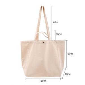 Sac fourre-tout en toile blanche personnalisé avec logo imprimé, grande taille, avec poche et fermeture éclair - Product Image 1