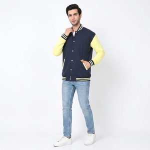 Wholesale Fashion Varsity Jacket <b>Mens</b> Zip Up Bomber <b>Coat</b> Streetwear Casual <b>Long</b> Sleeve Baseball Style OEM ODM Sportswear - Product Image 1