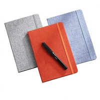 Carnet A5 en lin, couverture rigide, élastique, agenda de haute qualité, pour le bureau, le travail, entreprise, logo personnalisé, cadeaux de festival