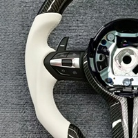 Volant en cuir blanc avec fibre de carbone pour BMW F10 F16 F20 F30 F31F32 M3 F80 M4 F82 M2 F87 E88 E90 E70 Volant LED