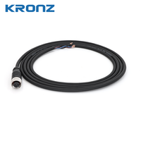 Câble pré-câblé droit mâle KRONZ M12 4 broches 10m PVC noir non blindé IP67 étanche Connecteur circulaire industriel