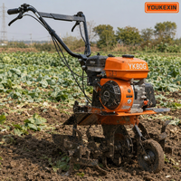 YKX 170F Motocultor a Gasolina de Alto Torque con Transmisión por Correa, Mini Cultivador para Huertos, Terrenos Montañosos y Labranza Agrícola
