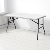 Table pliante d'extérieur portable personnalisée et économique / Table de jardin pliable en plastique blanc de 6/8 pieds au design moderne pour événements et réceptions