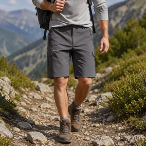 <b>Men's</b> Vintage Elastic Waist Stretch <b>Cargo</b> <b>Shorts</b> Quick Dry Water Repellent <b>Lightweight</b> ODM Outdoor Hiking Travel <b>Shorts</b> - Product Image 5