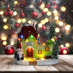 Adorno de resina de Casa de elfo LED de color personalizable, decoración de mesa hecha a mano para vacaciones de Navidad, suministro de <span class=keywords><strong>regalo</strong></span> de calidad - Product Image 5