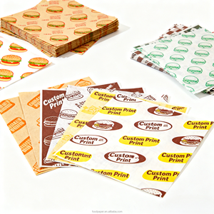 Hojas de Papel Recubiertas de PE Resistentes a la Grasa, Impresas con Logotipo Personalizado de Fábrica, Grado Alimenticio, Impermeables, a Prueba de Aceite, para Envolver Sándwiches - Product Image 1