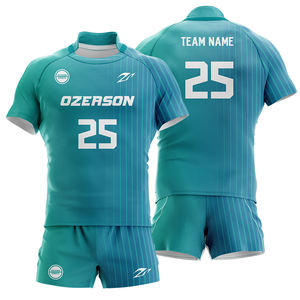 制造商低价定制标志男装超大橄榄球衬衫批发升华复古条纹高品质橄榄球运动衫套装 - Product Image 3