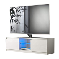 Muebles de madera de MDF para TV, muebles de mesa de esquina larga y barata, ajustable, con LED, estilo moderno, blanco y negro