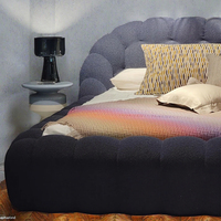 Ensemble de meubles de chambre à coucher nordique de luxe au design moderne avec lit à bulles, cadre en éponge façonnée, tissu en velours, taille Queen et King