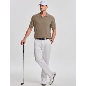 FOXA Camisa polo de mezcla de lana para hombre, manga corta, tejido transpirable, informal, de verano - Product Image 6