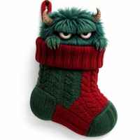 Monstre de Noël lesté en peluche dans un chaussette tricotée – Animal en peluche effrayant et mignon pour le soutien sensoriel et comme cadeau de Noël dans une chaussette