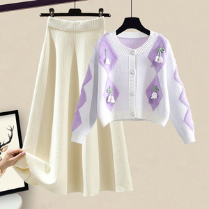 Ensemble tricoté pour femmes, nouvelle collection, <span class=keywords><strong>grande</strong></span> <span class=keywords><strong>taille</strong></span>, <span class=keywords><strong>pull</strong></span> en tricot, cardigan à manches longues, hauts avec <span class=keywords><strong>robe</strong></span> longue, ensemble deux pièces pour femmes - Product Image 6