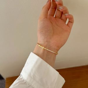 Dylam Finest 925 Sterling <b>Silver</b> Rhodium 18K Gold Plated Splicing Style Full Diamond 5A Zirconia Link Chain <b>Bracelet</b> <b>Bangles</b> - Product Image 4