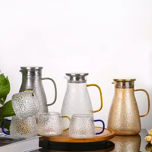 Wholesale Amber Borosilicate Thickened Hammer Pattern Cool Kettle Glass Water Jug Water Pouring Jug