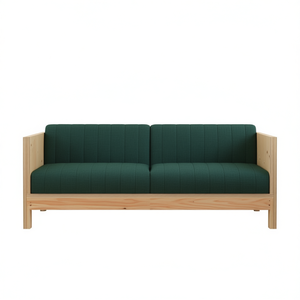 Dark Green Three Seat <b>Sofa</b> 100% Polyester Foam Filled Plywood <b>Wood</b> <b>Frame</b> Minimalist Living Room Furniture - Product Image 1