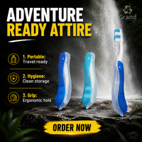 Brosse à dents pliable personnalisée en gros pour hôtels (adulte) avec poils en nylon doux à moyens, manche en plastique, couleur personnalisée