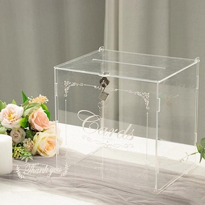 Wholesale Custom for Morden <b>Clear</b> Acrylic Wedding <b>Gift</b> Money Card <b>Box</b> with Lock for Wedding Accessories - Product Image 4