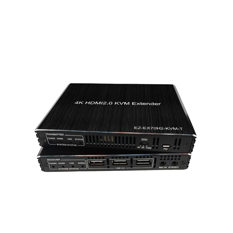 4K HDMI KVM Extender hdbt Extender Cat5e/6 100M(328ft) 4:4:4 4K60Hz แบบไม่มีการบีบอัดพร้อม3xUSB2 0-PoE + RS232 + EDID
