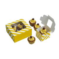 Boîte d'emballage personnalisée en papier kraft mini-cupcake recyclable avec fenêtre et logo Boîte cadeau alimentaire laminée mate en relief