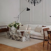 SAIDKOCC en stock, table basse nordique rétro française pour salon, 3 tailles, ardoise, pierre naturelle, marbre Calacatta Viola