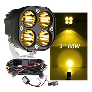 Brightest ATV UTV Bumper White Yellow Amber Spot Off Road Led Pod Lights for Trucks With 16AWG DT Connector Wire Harness Switch