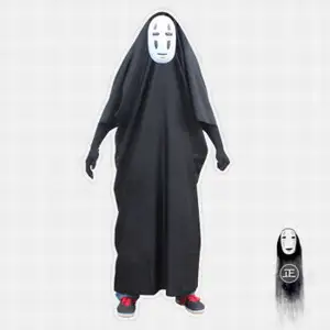 Tuta nera con maschera No Face uomo Costume Cosplay vestiti Costume di Halloween