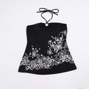 Camiseta sin mangas con cuello halter y estampado floral para mujer 2026, sexy, con anillo en O, ajustada, estilo Y2K, informal de verano - Product Image 6